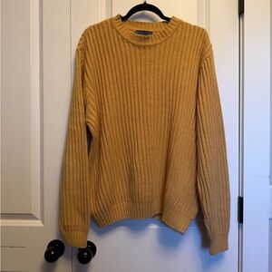 Savile Row Mustard Yellow Ribbed Knit Crewneck Sweater Men’s